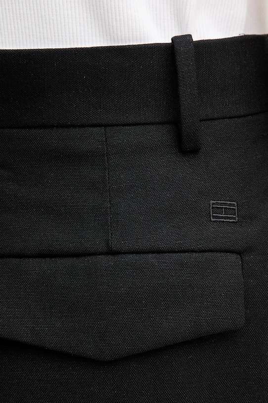 Kalhoty s příměsí lnu Tommy Hilfiger černá WW0WW45460