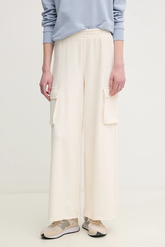 Dkny spodnie dresowe bawełniane bawełna beżowy DJ5P3068