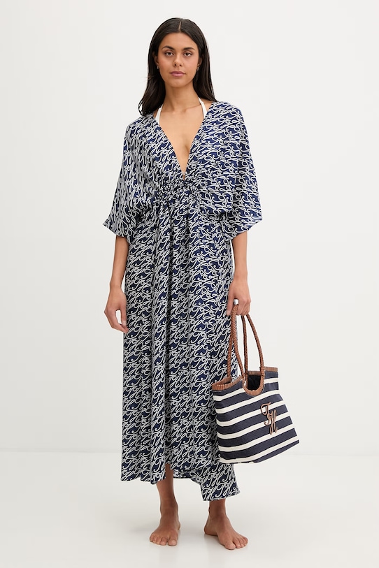 Tommy Hilfiger plážová šatka dámska UW0UW05960 tmavomodrá SS26