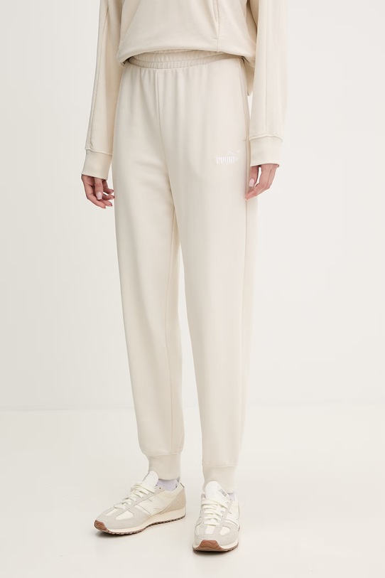 Παντελόνι φόρμας Puma Essential Logo πλεκτό ύφασμα μπεζ 682459