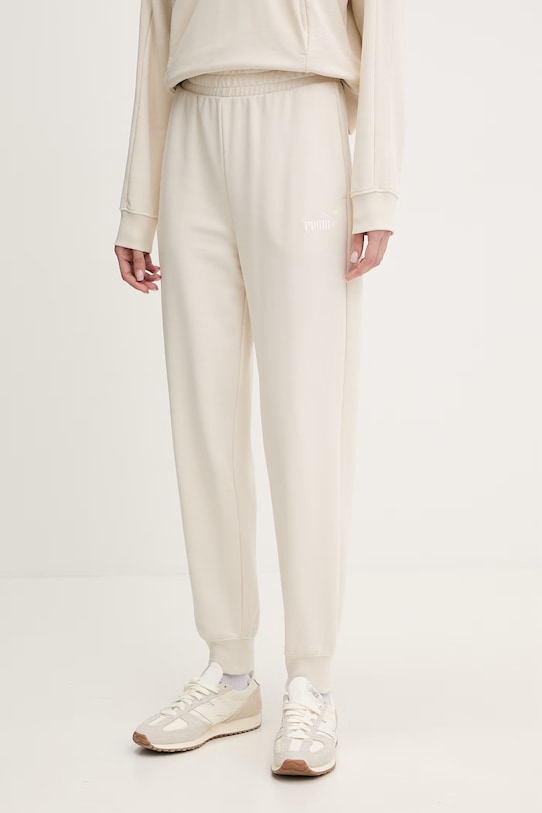 Παντελόνι φόρμας Puma Essential Logo πλεκτό ύφασμα μπεζ 682459