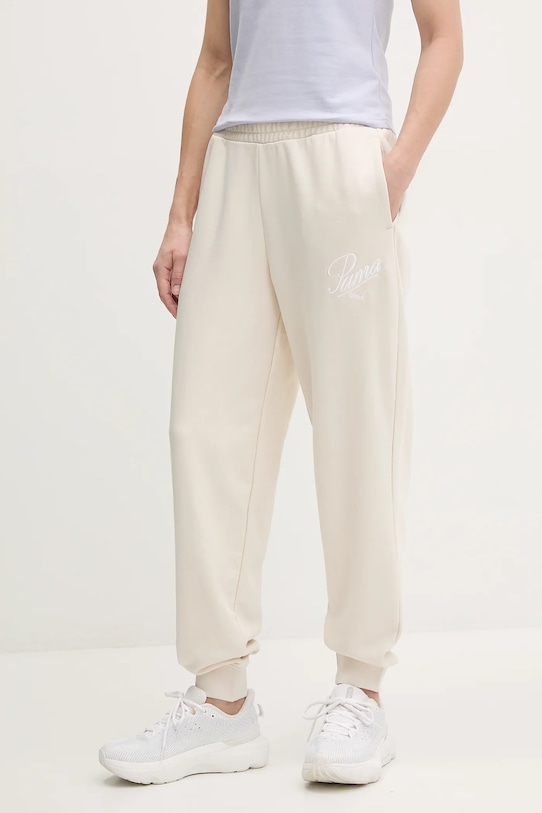 Puma pantaloni de trening tricotaj bej 684985