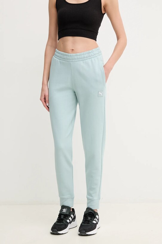Puma pantaloni de trening din bumbac bumbac turcoaz 685019