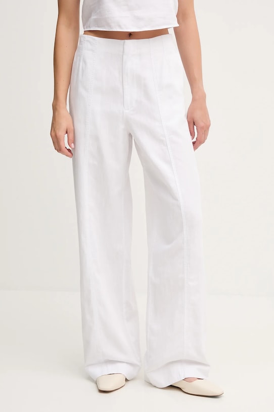 Штани з домішкою льону Calvin Klein Jeans прямий білий J20J225340