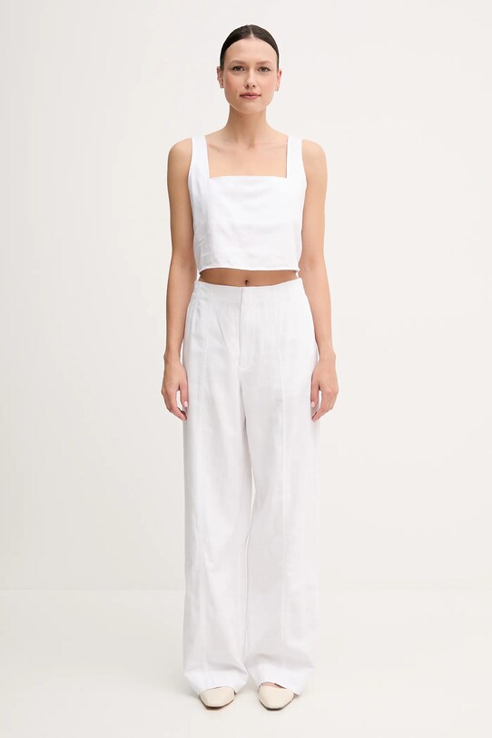 Штани з домішкою льону Calvin Klein Jeans J20J225340 білий SS25