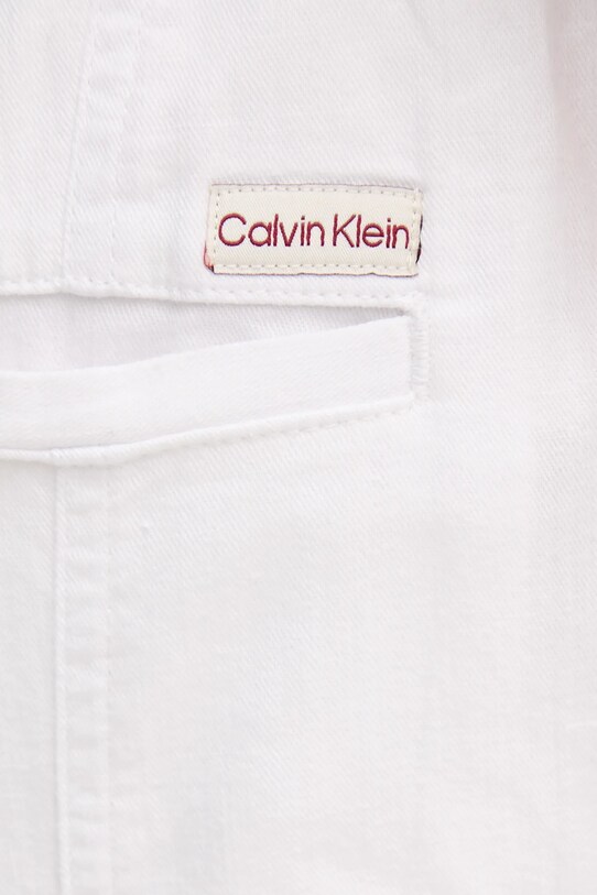 Nohavice s prímesou ľanu Calvin Klein Jeans biela J20J225340