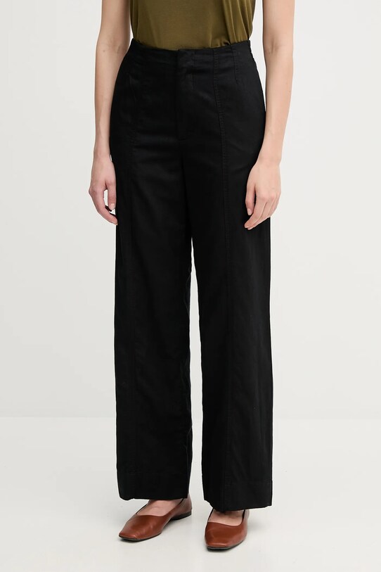 Nohavice s prímesou ľanu Calvin Klein Jeans s prímesou ľanu čierna J20J225340