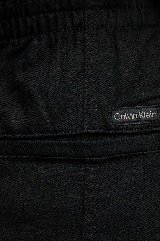 Nohavice s prímesou ľanu Calvin Klein Jeans čierna J20J225340
