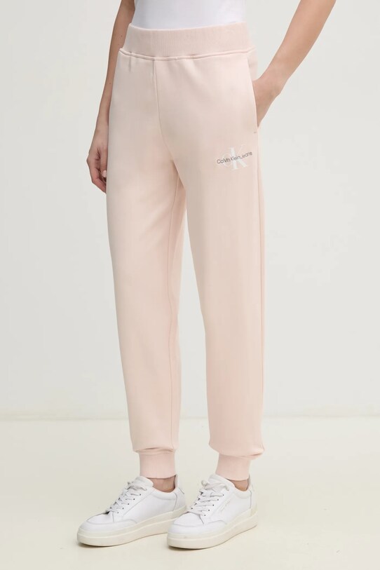 Бавовняні спортивні штани Calvin Klein Jeans бавовна рожевий J20J225354