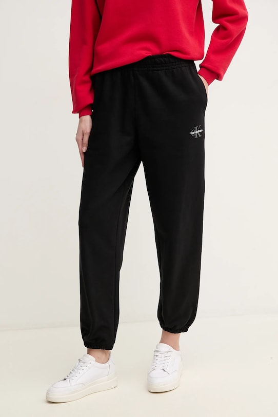 Calvin Klein Jeans pantaloni de trening tricotaj negru LV047B235G