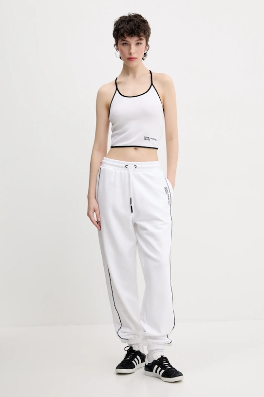 Karl Lagerfeld Jeans pantaloni de trening din bumbac A2W10094 alb SS25