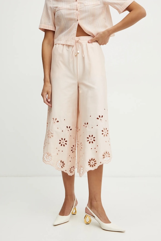 Fracomina spodnie bawełniane bawełna beżowy FJ25SV3002W400E5