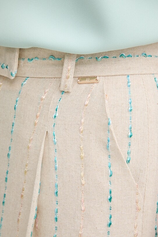 Παντελόνι με λινό μείγμα Fracomina μπεζ FS25SV3007W788N8