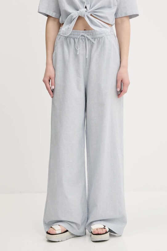 Tommy Jeans nadrág vászonkeverékből len szállal kék DW0DW20352