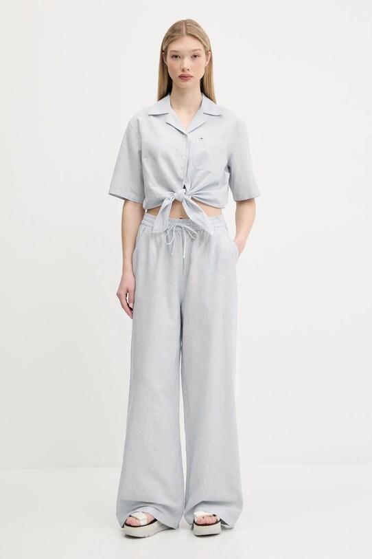 Tommy Jeans nadrág vászonkeverékből DW0DW20352 kék SS25