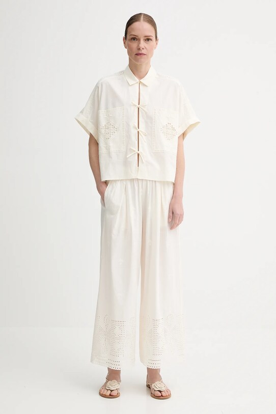 Sessun pantaloni de bumbac 25207013 bej SS25