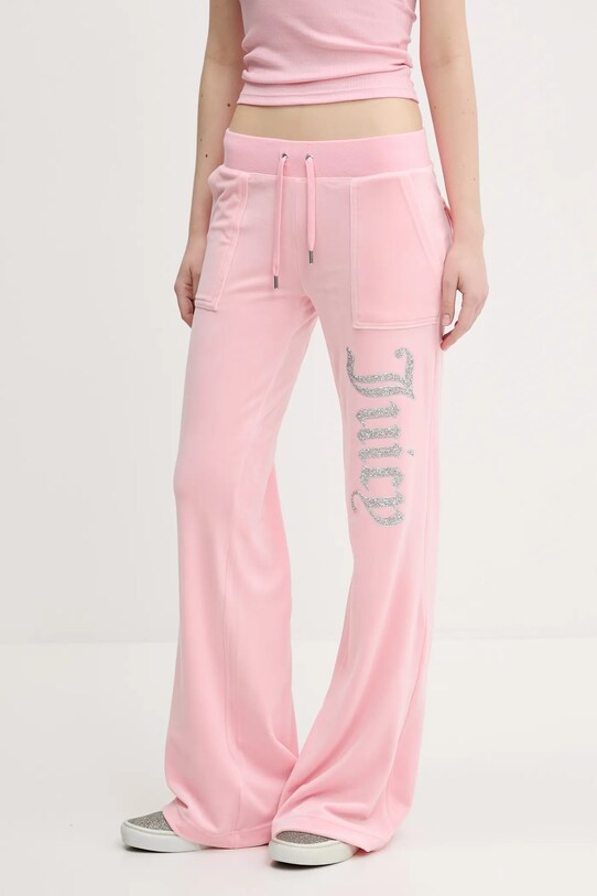 Детские спортивные штаны из велюра Juicy Couture LAYLA CAVIAR аппликация розовый JCBBJ125806