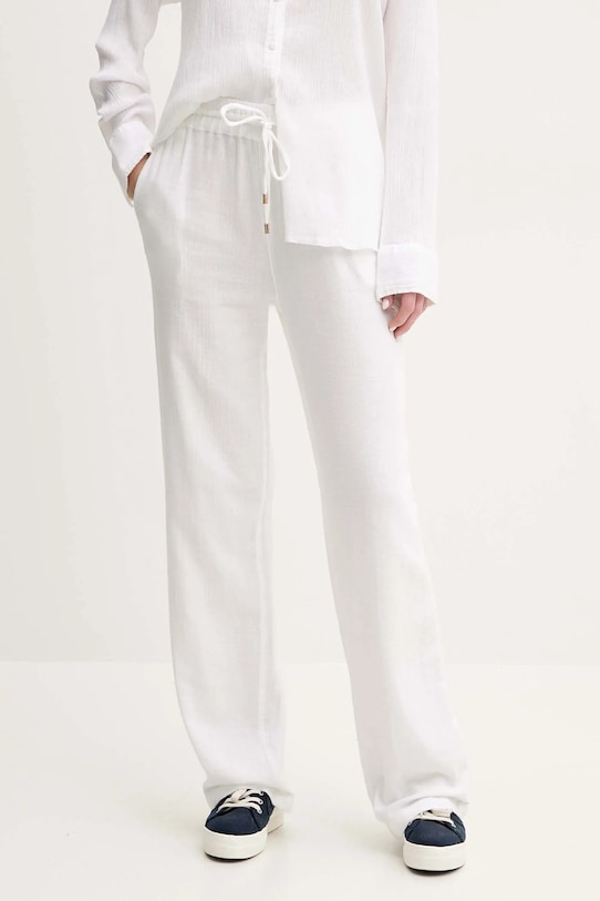 Melissa Odabash pantaloni de bumbac drept alb MO.KRISSY