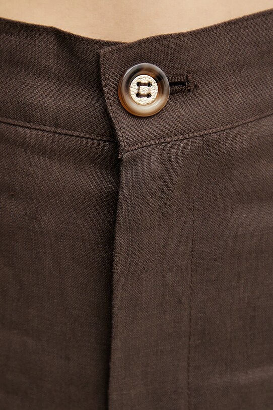 Bardot pantaloni din in ENYA maro 58427PB3