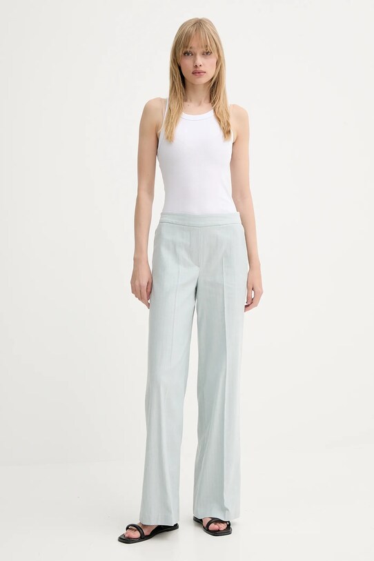 PS Paul Smith pantaloni in lino misto W2R.349T.P31282 blu SS25