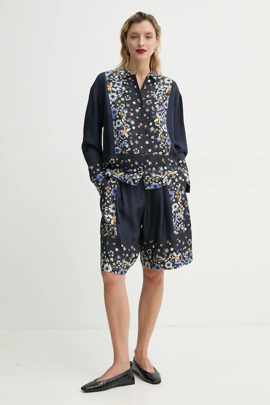 Шёлковые шорты MUNTHE FABIANE 251140125118 тёмно-синий SS25