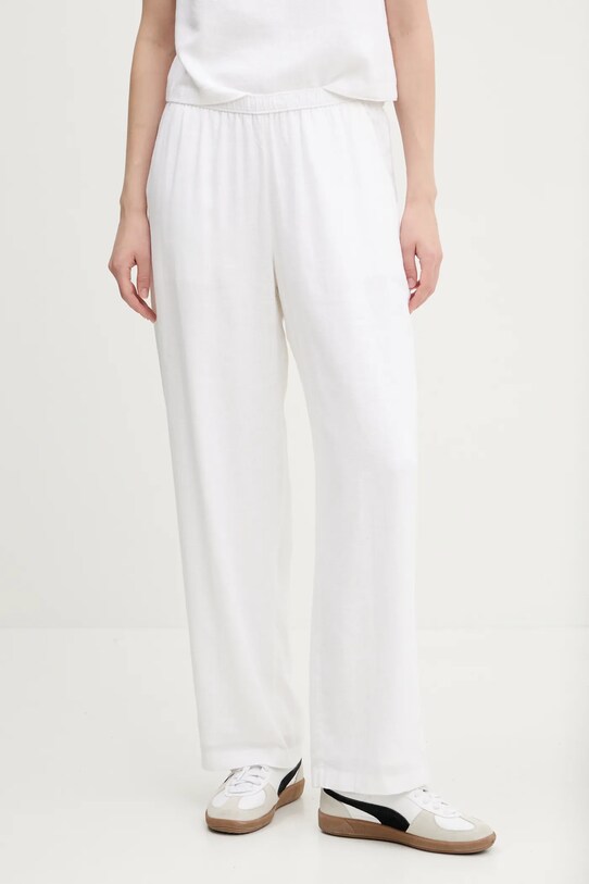 Abercrombie & Fitch spodnie lniane high beżowy KI156.5128.100