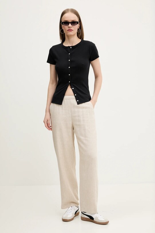 Abercrombie & Fitch spodnie lniane KI156.5129.185 beżowy SS25