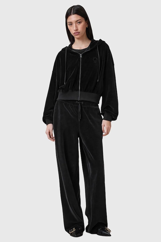 Велюрові штани AllSaints VIN прямий чорний W028TC