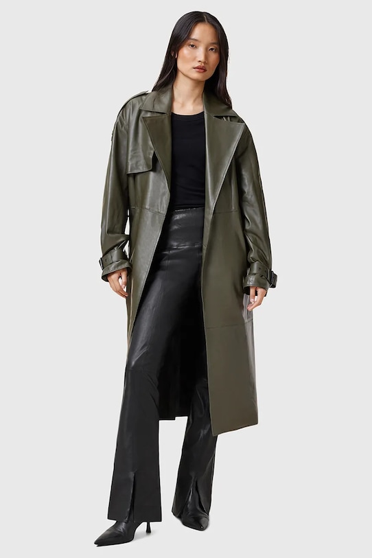 AllSaints spodnie skórzane CORA skóra naturalna czarny W030TC