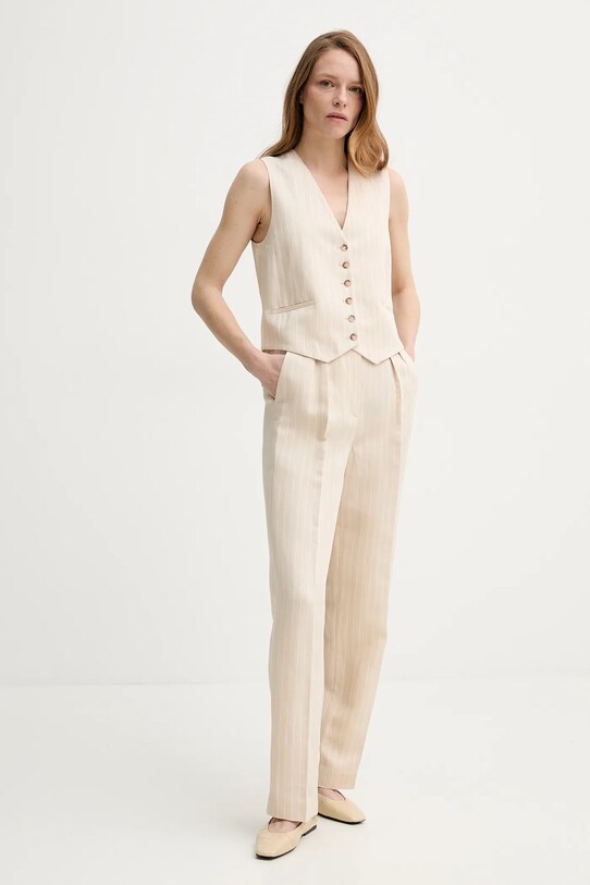 BA&SH pantaloni din amestec de in PEANUT 1E25PEAN bej SS25