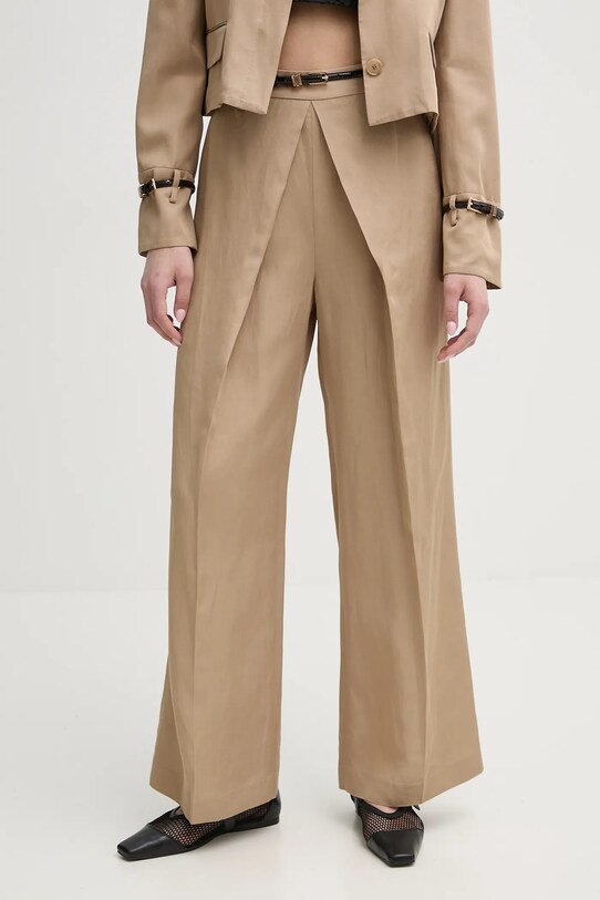 ISABELLE BLANCHE pantaloni din amestec de in drept bej IS25SS.P059.T004