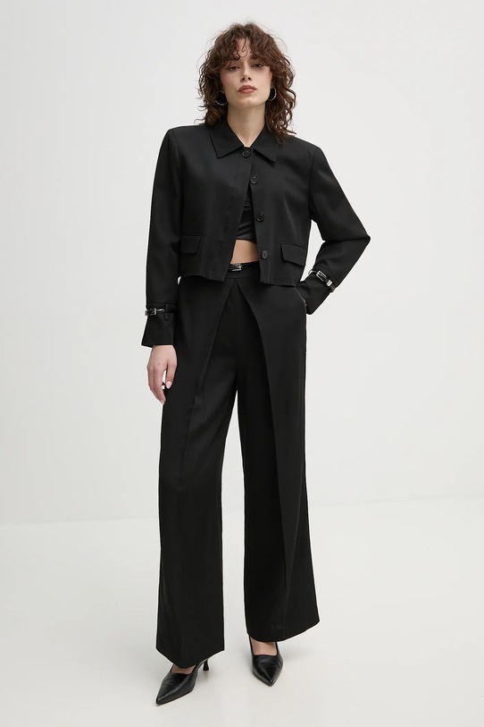 ISABELLE BLANCHE pantaloni din amestec de in IS25SS.P059.T004 negru