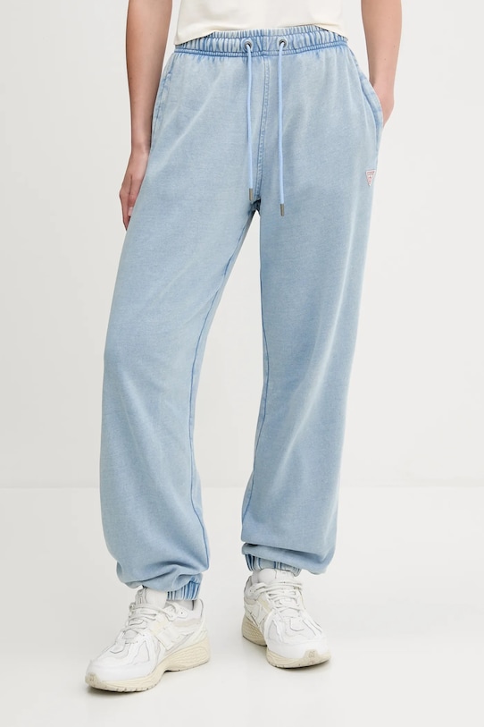 Bavlněné tepláky Guess Jeans pletenina modrá W5GB32.KCTJ1