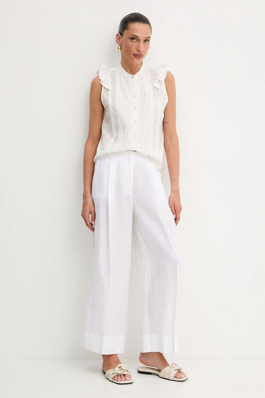 MAX&Co. spodnie lniane 2516131025200 biały SS25