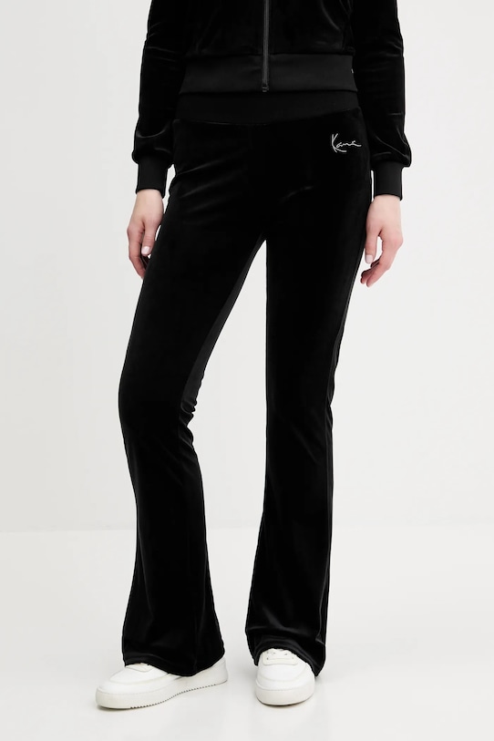 Karl Kani spodnie dresowe welurowe aplikacja czarny 61040069