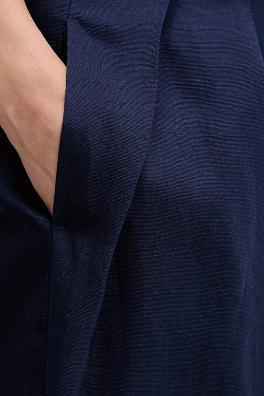 United Colors of Benetton spodnie z domieszką lnu granatowy 45BVDF09B