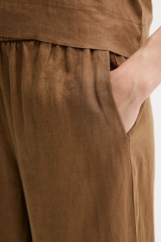 Льняные брюки United Colors of Benetton зелёный 4AGHDF09G
