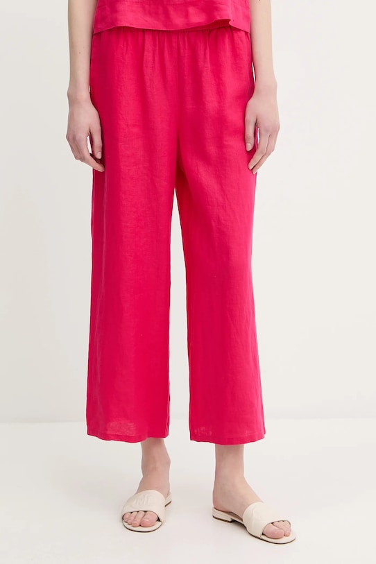 Льняные брюки United Colors of Benetton прямой розовый 4AGHDF09G