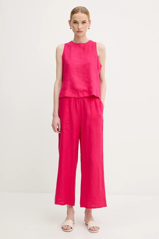 Льняные брюки United Colors of Benetton 4AGHDF09G розовый SS25