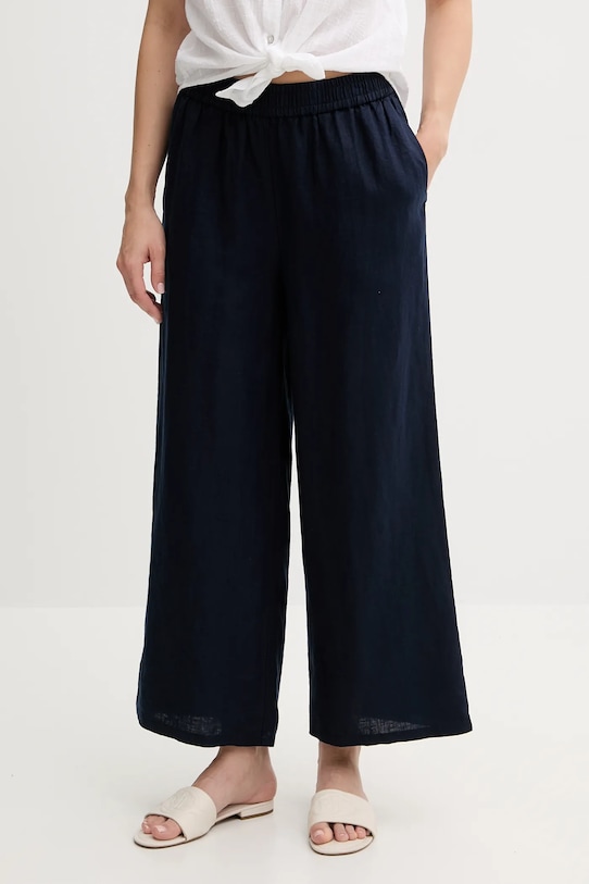 Ленен панталон United Colors of Benetton лен тъмносин 4AGHDF09G