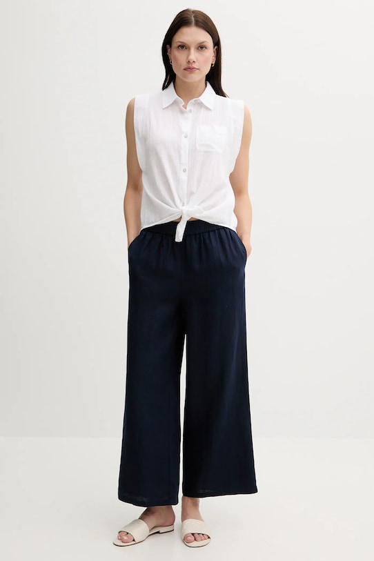 Ленен панталон United Colors of Benetton 4AGHDF09G тъмносин SS25