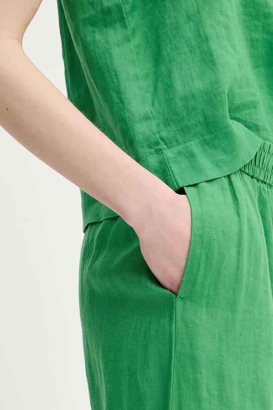 United Colors of Benetton pantaloni in lino verde 4AGHDF09G