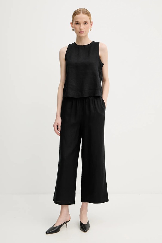 Льняные брюки United Colors of Benetton 4AGHDF09G чёрный SS25