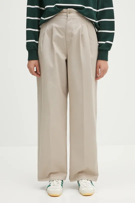 Хлопковые брюки Carhartt WIP Leola Pant гладкий бежевый I033147.2OR06