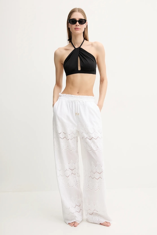 Bombažne hlače za na plažo Melissa Odabash MO.IMMY bela SS25