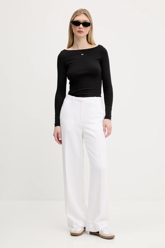 Ľanové nohavice Abercrombie & Fitch KI156.5177.100 biela SS25