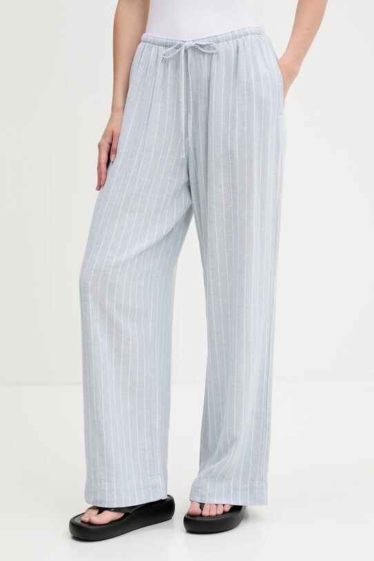 Abercrombie & Fitch spodnie lniane tkanina niebieski KI156.5205.208