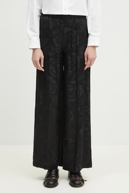 Kenzo spodnie jedwabne tkanina czarny FF52PA0849JR.99