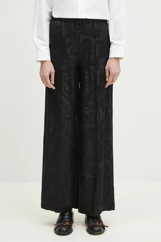 Kenzo pantaloni in seta dritto nero FF52PA0849JR.99