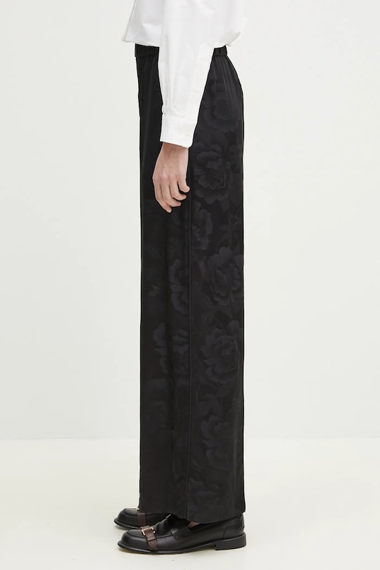 Kenzo pantaloni in seta FF52PA0849JR.99 nero SS25